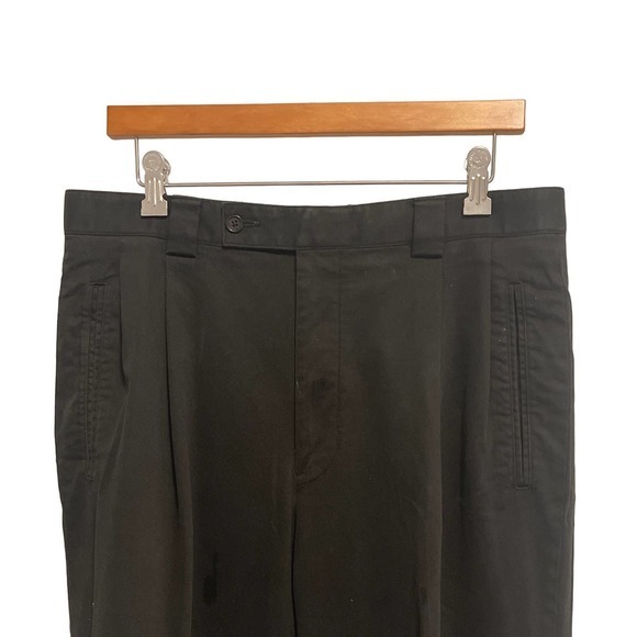 Riviera Sport Black Cotton Chinos Double Pleated Pants 34R‎ Preowned - Picture 2 of 9